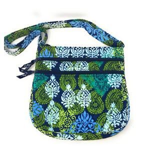 Vera Bradley Caribbean Sea Triple Zip Hipster Paisley Crossbody Shoulder Bag New